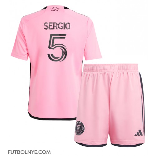 Camiseta Inter Miami Sergio Busquets #5 Primera Equipación para niños 2024-25 manga corta (+ pantalones cortos)